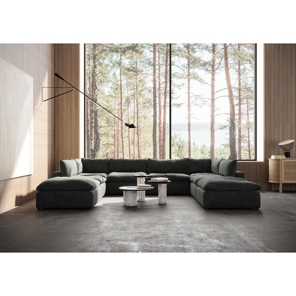 Tmavosivá rohová pohovka (do tvaru "U") Moonlight – Furninova -image-1