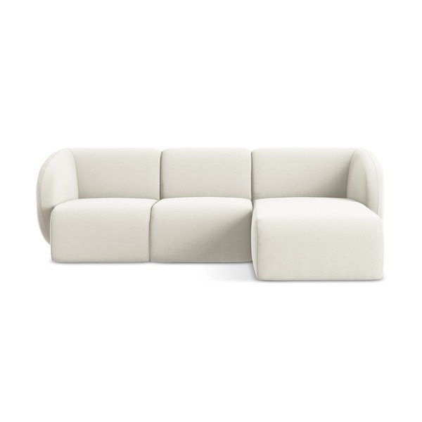 Béžová zamatová rohová pohovka (pravý roh/s leňoškou) Lani – Makamii