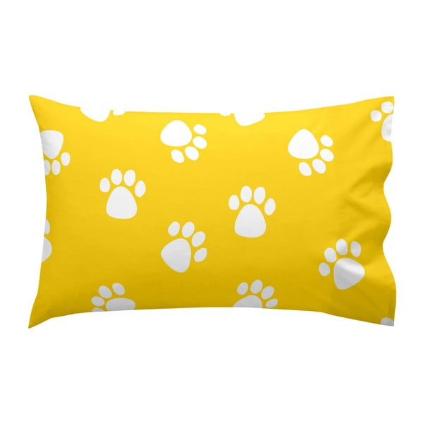 Žltá bavlnená obliečka na vankúš Mr. Fox Dogs, 50 × 30 cm