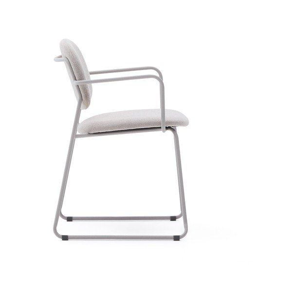 Béžová kovová jedálenská stolička s podrúčkami Meli – Kave Home-image-3