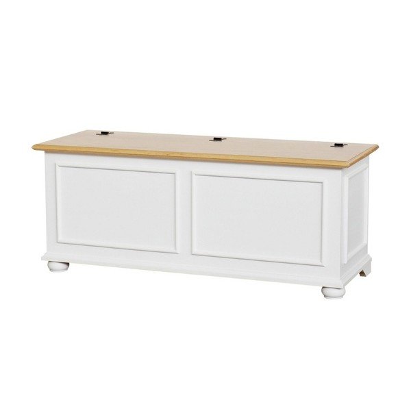 Biela úložná truhlica s dreveným vekom Nara