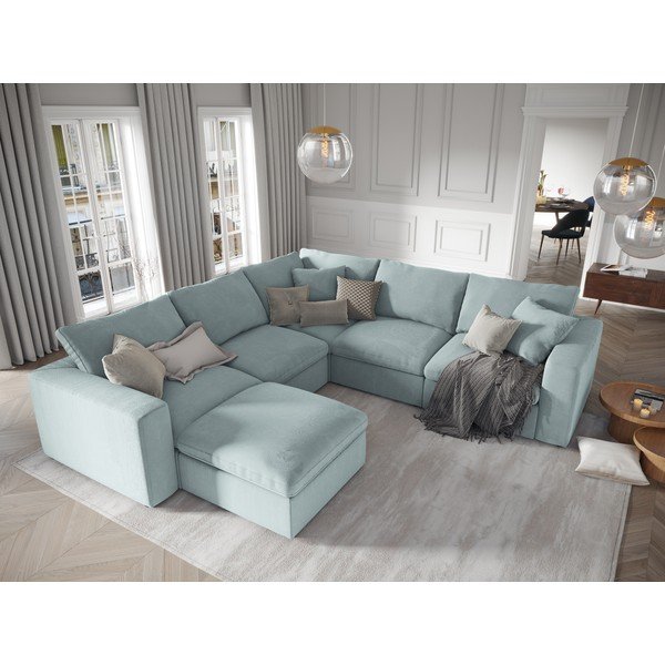 Svetlomodrá obojstranná rohová časť modulárnej menčestrovej pohovky Windsor & Co Sofas Galaxy-image-4