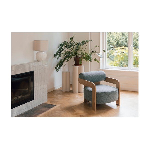 Sivomodré kreslo z textílie buklé Oolong – Zuiver-image-1