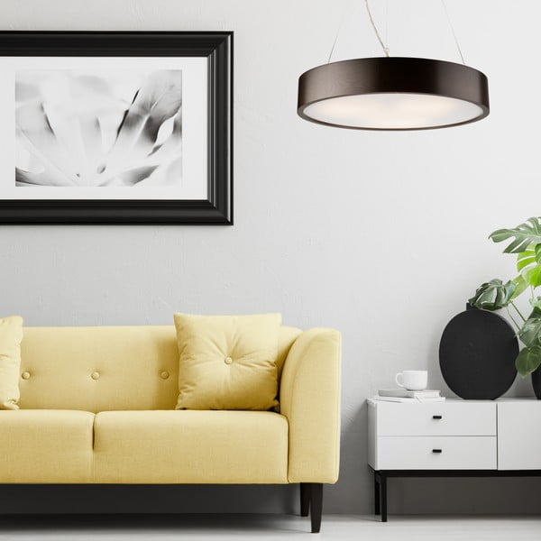 Tmavohnedé závesné svietidlo so skleneným tienidlom ø 47 cm Eveline – LAMKUR-image-1