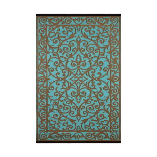 Tyrkysovo-sivý obojstranný vonkajší koberec Green Decore Try, 90 × 150 cm