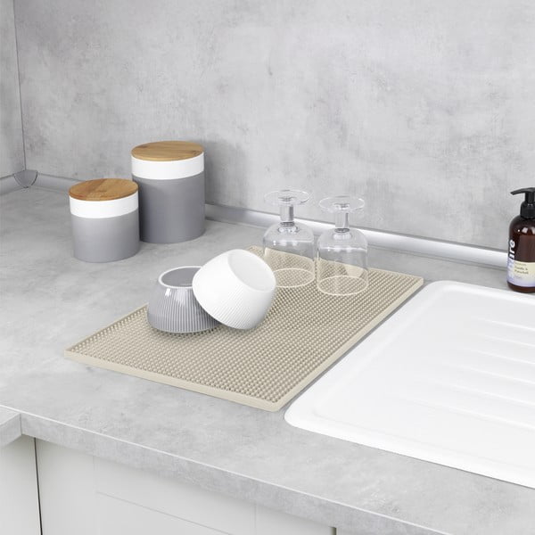 Béžová gumová odkvapkávacia podložka na riad 40x30 cm Maxi – Wenko-image-2