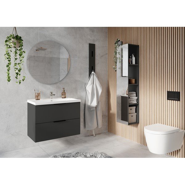 Antracitová matná závesná skrinka s umývadlom 81x65 cm Crandon – Germania-image-1