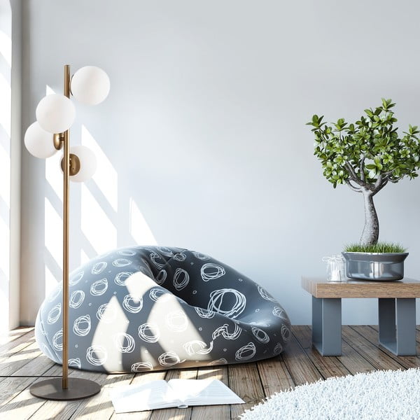 Stojacia lampa v čierno-zlatej farbe so skleneným tienidlom (výška 130 cm) Faze – Opviq lights-image-1