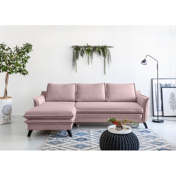 Pudrovoružová rozkladacia rohová pohovka Miuform Charming Charlie, ľavý roh-image-1