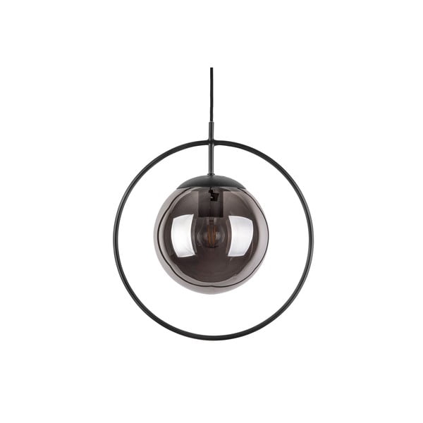 Sivo-čierne závesné svietidlo Leitmotiv Round, výška 38 cm