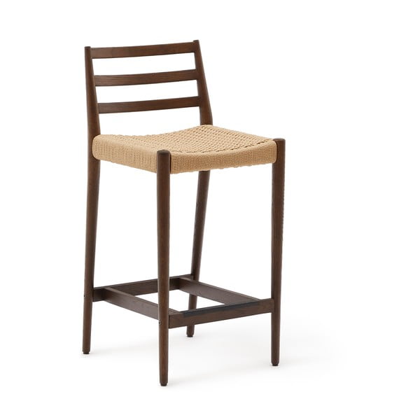 Hnedá/v prírodnej farbe barová stolička z dubového dreva (výška sedadla 70 cm) Analy – Kave Home