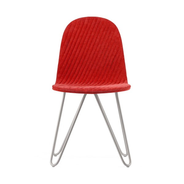 Červená stolička s kovovými nohami IKER Mannequin X Stripe