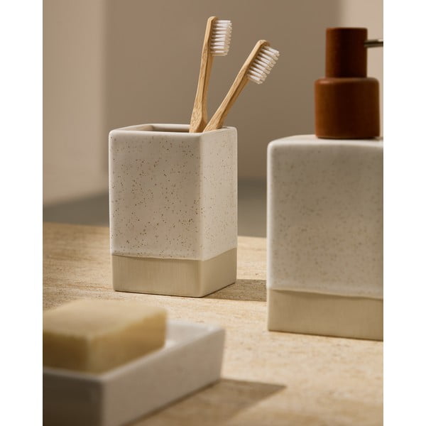 Krémová keramická nádobka na mydlo Careli – Kave Home-image-4