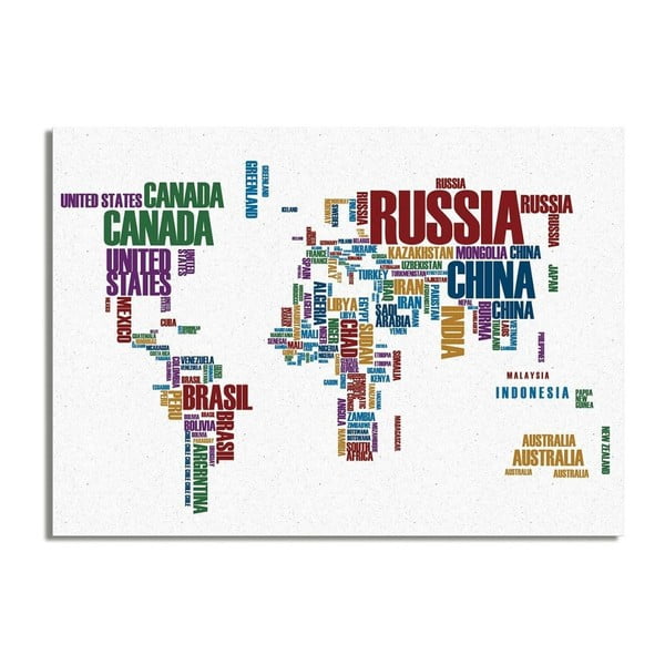 Obraz Really Nice Things Typo Worldmap, 50 × 70 cm