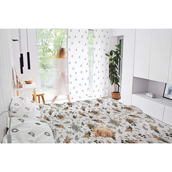 Biely záves z bavlneného saténu 110x250 cm Festive Car – Butter Kings-image-1