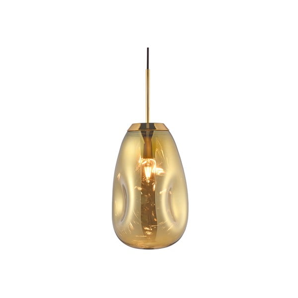 Závesné svietidlo z fúkaného skla v zlatej farbe Leitmotiv Pendulum, výška 33 cm
