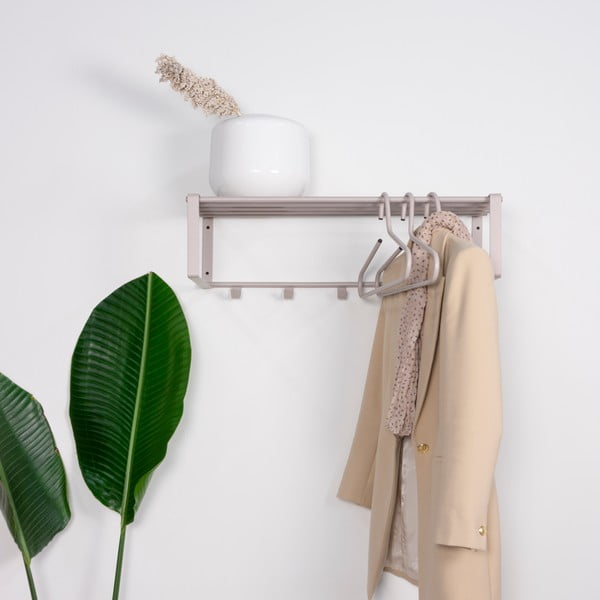 Taupe kovový nástenný vešiak s poličkou 70 cm Rex – Spinder Design-image-1