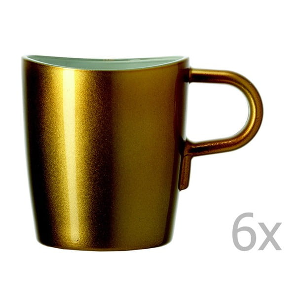 Sada 6 zlatých metalických hrnčekov na kávu LEONARDO Loop, 260 ml