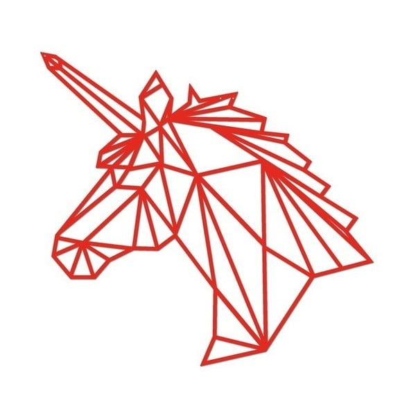 Červená kovová nástenná dekorácia Wall Decor Unicorn