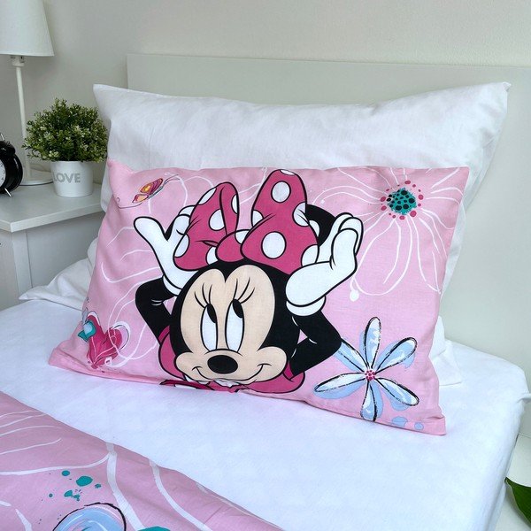 Ružová bavlnená detská obliečka do postieľky 100x135 cm Minnie Flowers  – Jerry Fabrics-image-3