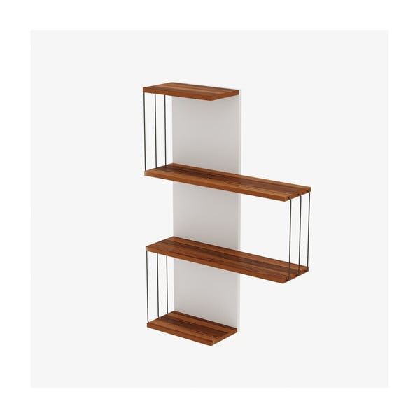 Poschodová polica v dekore borovice v bielej a prírodnej farbe 64 cm Cambel – Kalune Design-image-2