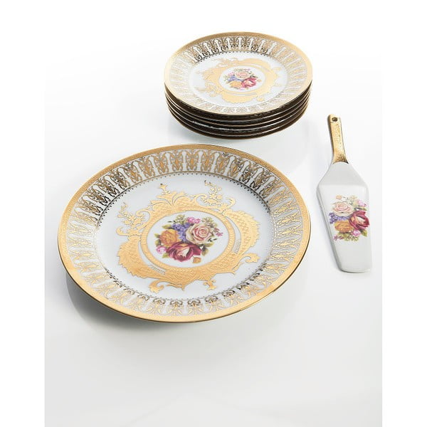 Zlatý porcelánový tortový set Cihan Bilisim Tekstil
