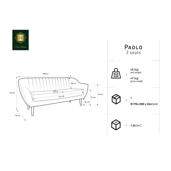 Tmavomodrá trojmiestna pohovka Mazzini Sofas Benito-image-2