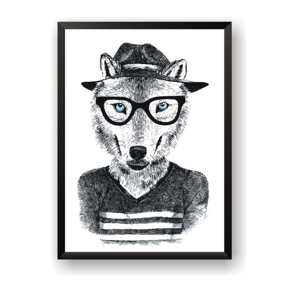 Plagát Nord & Co Hipster Wolf, 30 x 40 cm