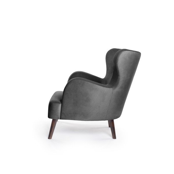 Tmavosivé zamatové kreslo ušiak Noemye – Bonami Selection-image-3