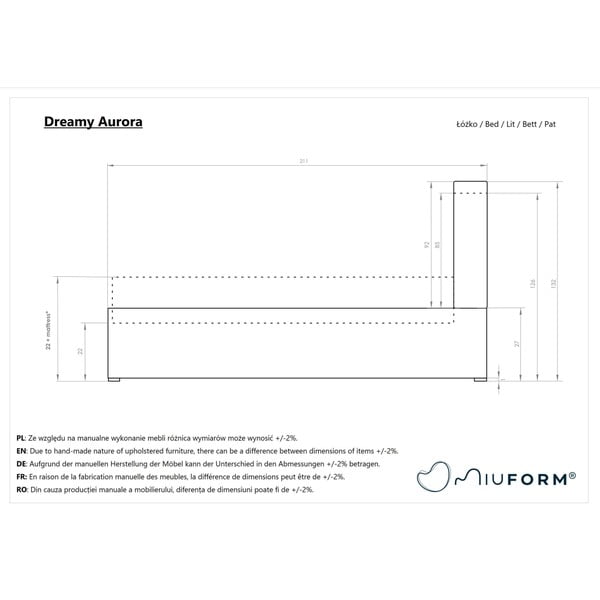 Béžová čalúnená jednolôžková posteľ s úložným priestorom s roštom 90x200 cm Dreamy Aurora – Miuform-image-4