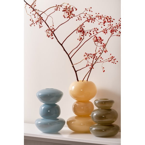 Svetložltá sklenená váza Bubbles – PT LIVING-image-1