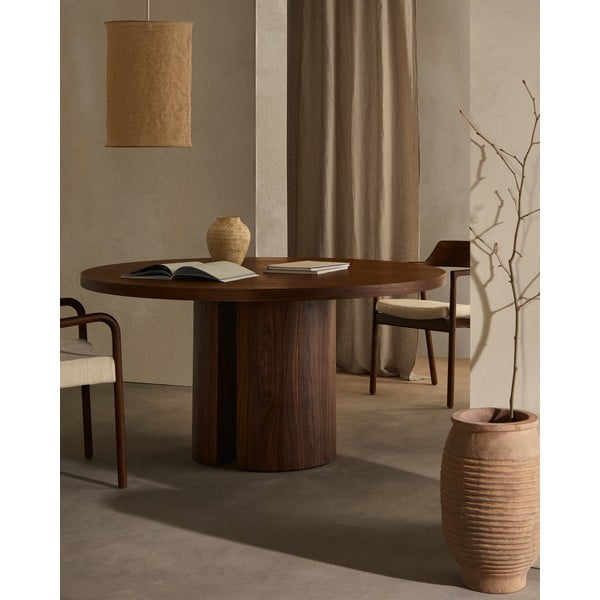 Okrúhly jedálenský stôl s doskou v dekore orechového dreva ø 150 cm Nealy – Kave Home-image-1