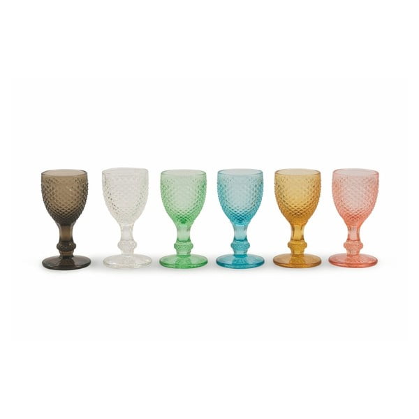 Sada 6 farebných pohárov na likér Villa d'Este Diamond Liquore Colori, 50 ml