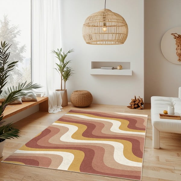 Okrovožltý/staroružový prateľný behúň 60x230 cm Creamy Strawberry Swirl – Mila Home-image-2