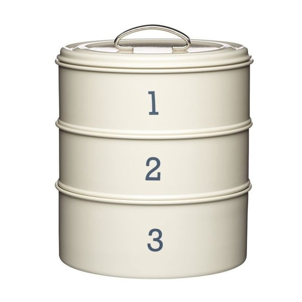 3-dielna plechová dóza v krémovej farbe Kitchen Craft Nostalgia