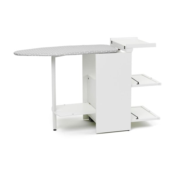 Biela skladacia žehliaca doska z bukového dreva so zásuvkami Arredamenti Italia Stiromobile