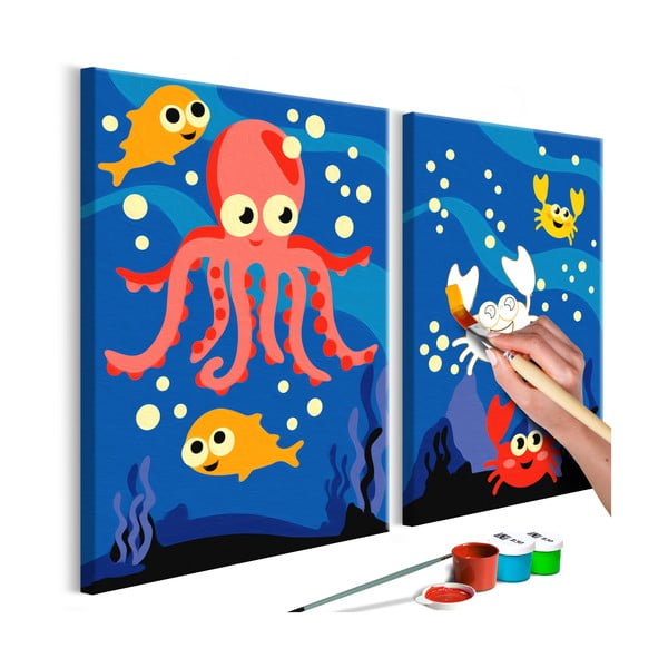 DIY set na tvorbu vlastného dvojdielneho obrazu na plátne Artgeist Ocean Animals, 33 × 23 cm
