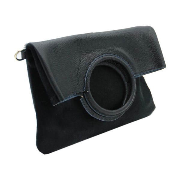 Čierna kabelka / listová kabelka z pravej kože Andrea Cardone Laruzzo