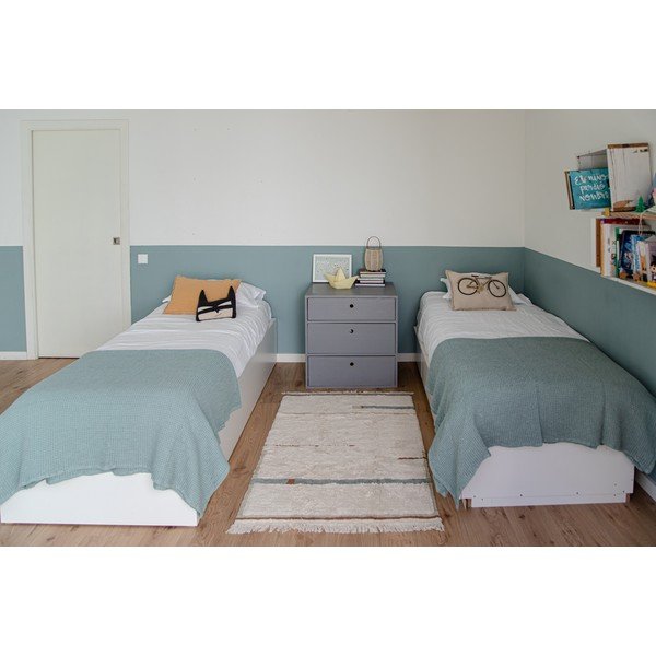 Modro-krémový prateľný ručne tkaný bavlnený koberec 90x130 cm Lanes Vintage Blue – Lorena Canals-image-1