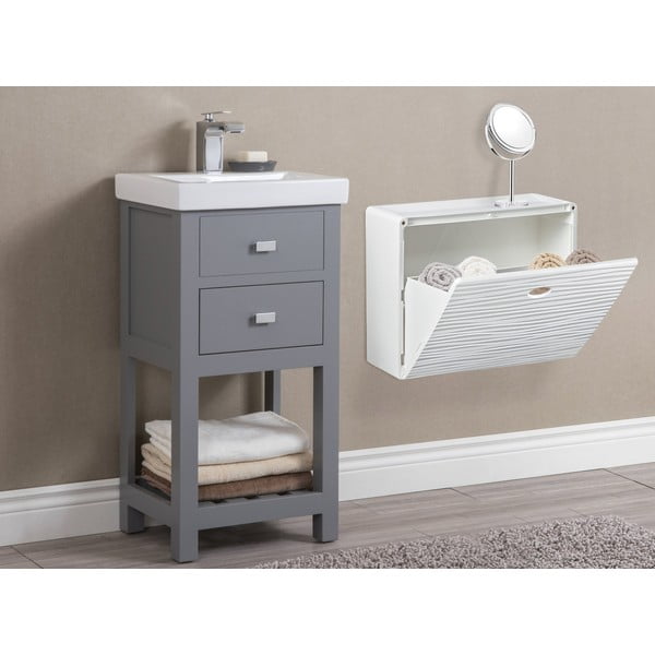 Biela plastová výklopná skrinka na topánky Mono Wave - Domopak-image-1