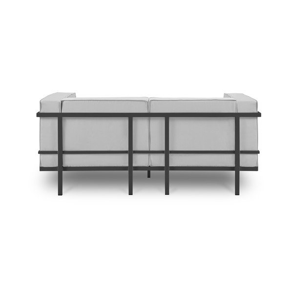 Sivá dvojmiestna vonkajšia pohovka v čiernom ráme Calme Jardin Cannes-image-3