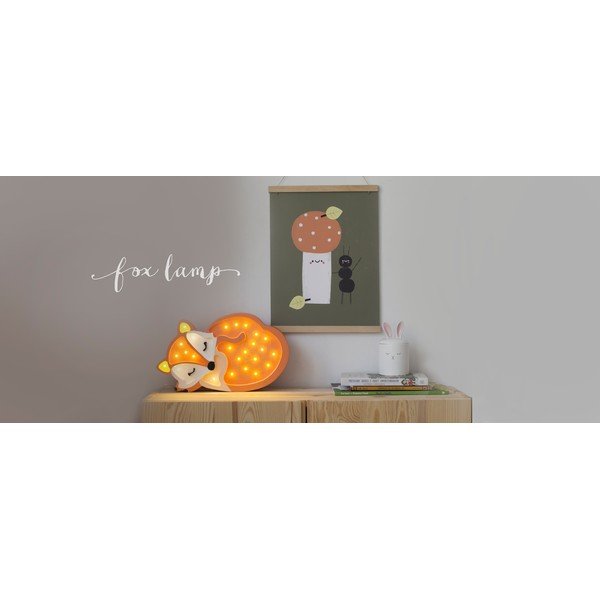 Oranžová stolová lampa z borovicového dreva Little Lights Fox Wild, dĺžka 31 cm-image-2