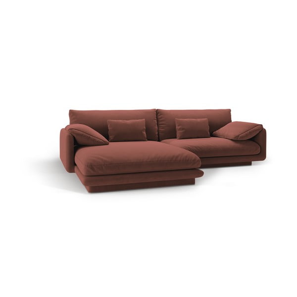 Ružová zamatová rohová pohovka (ľavý roh/s leňoškou) Torino – Micadoni -image-2