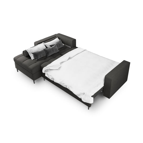 Tmavosivá rozkladacia rohová pohovka Milo Casa Santo, ľavý roh-image-4