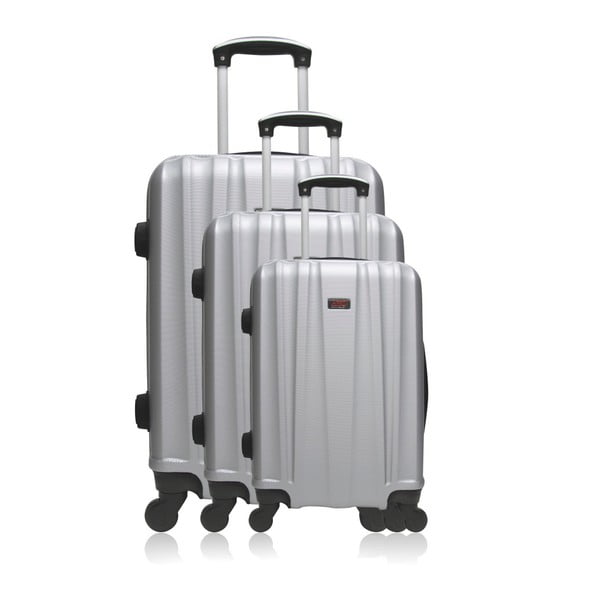 Sada 3 cestovných kufrov striebornej farby na kolieskach Hero Poppy