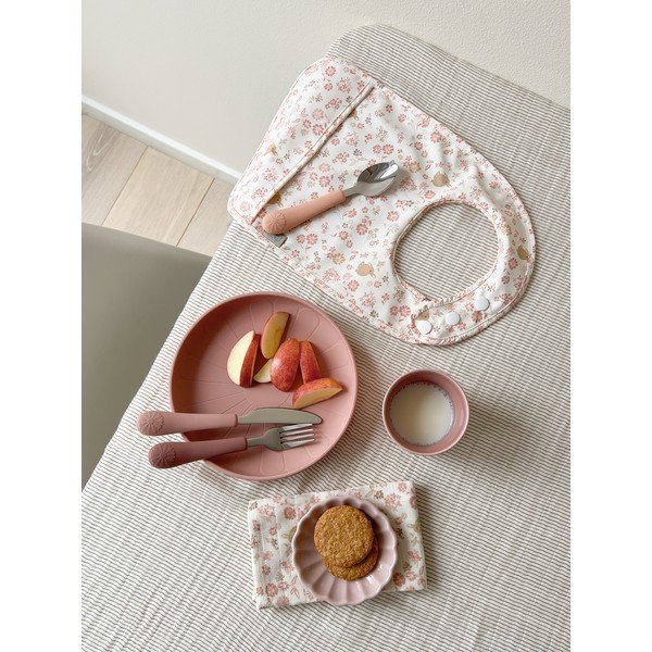 Červený/v lososovej farbe detský príbor 3 ks zo silikónu Rose Mix – Cam Cam Copenhagen-image-4