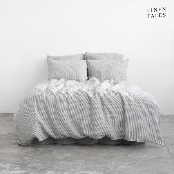 Čierno-biele ľanové predĺžené obliečky na jednolôžko 165x220 cm - Linen Tales