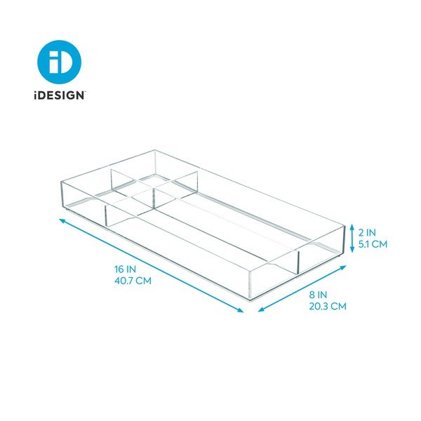 Priehľadný stohovateľný organizér s priehradkami iDesign Clarity, 40,6 x 20,3 cm-image-1