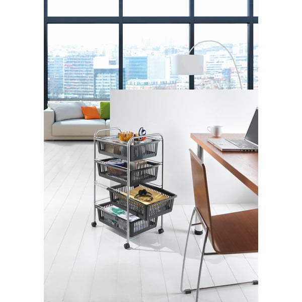 Tmavosivý/v striebornej farbe pojazdný regál 46x78 cm – Metaltex-image-1