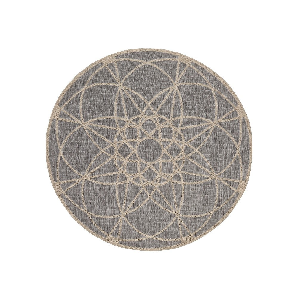 Sivý vonkajší koberec Floorita Tondo Silver, ⌀ 194 cm